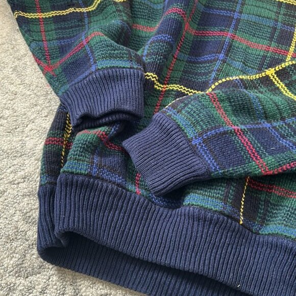 Vintage 80s Izod Plaid Cotton Sweater Large - Picture 3 of 4